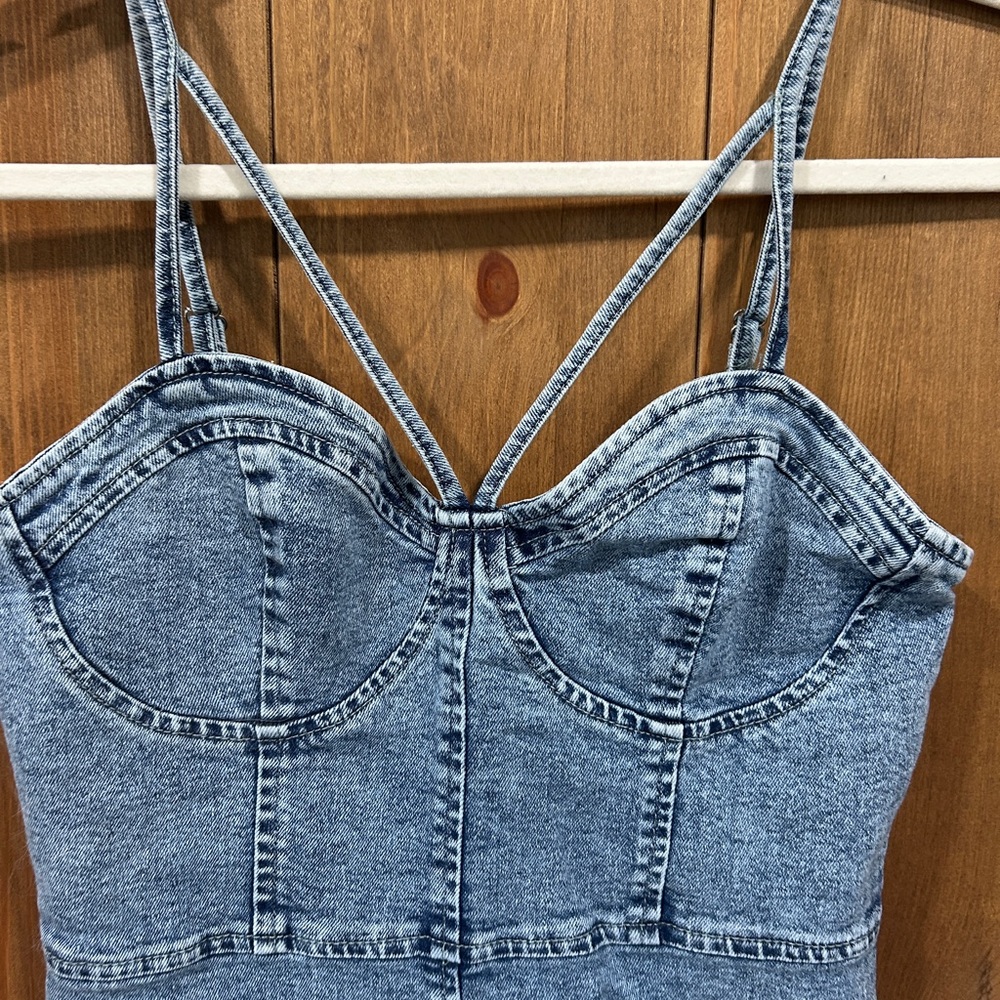 Denim Bustier Top with Straps
